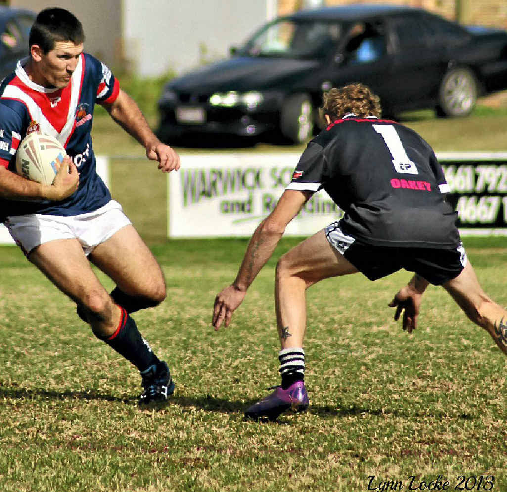 Warwick Reserves player Tim Harch in last weekend’s clash against Oakey. Warwick Reserves player Tim Harch in last weekend’s clash against Oakey.